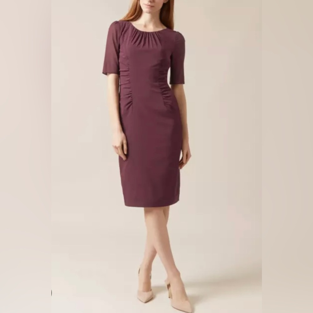 Hobbs London Claudia sheath Dress Burgundy